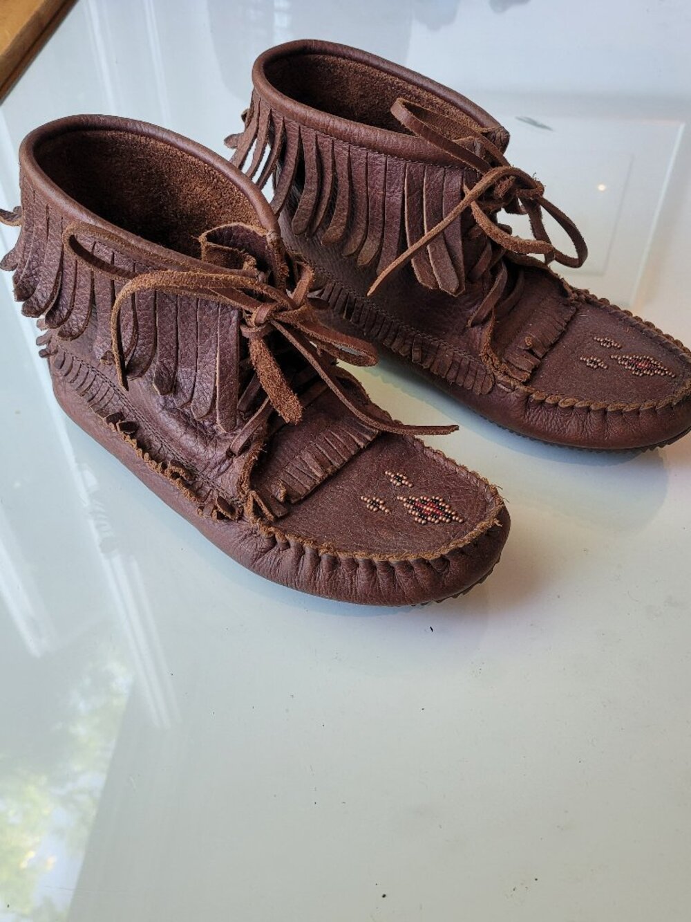 Manitobah Mukluks Brown Leather Fringe Booties Size US 8